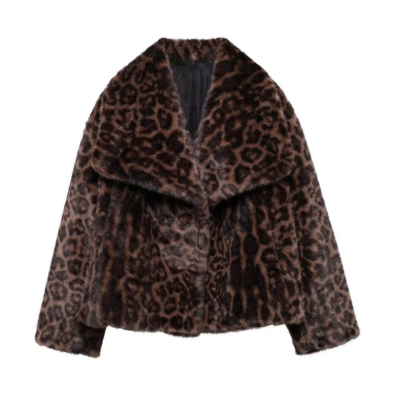 MUJER Faux Fur Coat Plush Fluffy