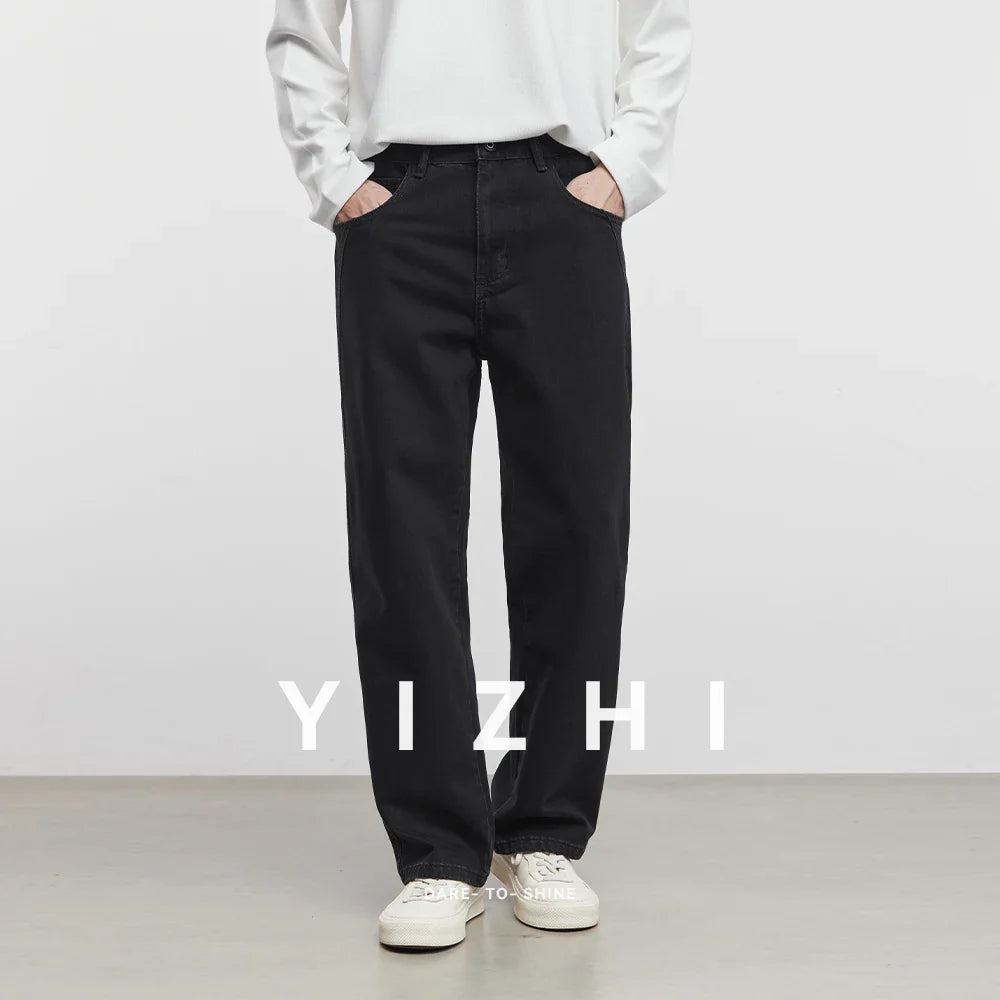 Fashion High-end Black Straight Jeans