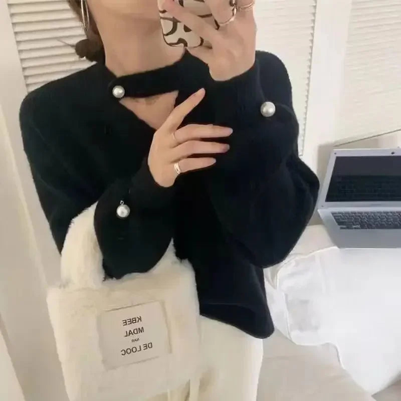 Knit Tops for Woman Red V-neck