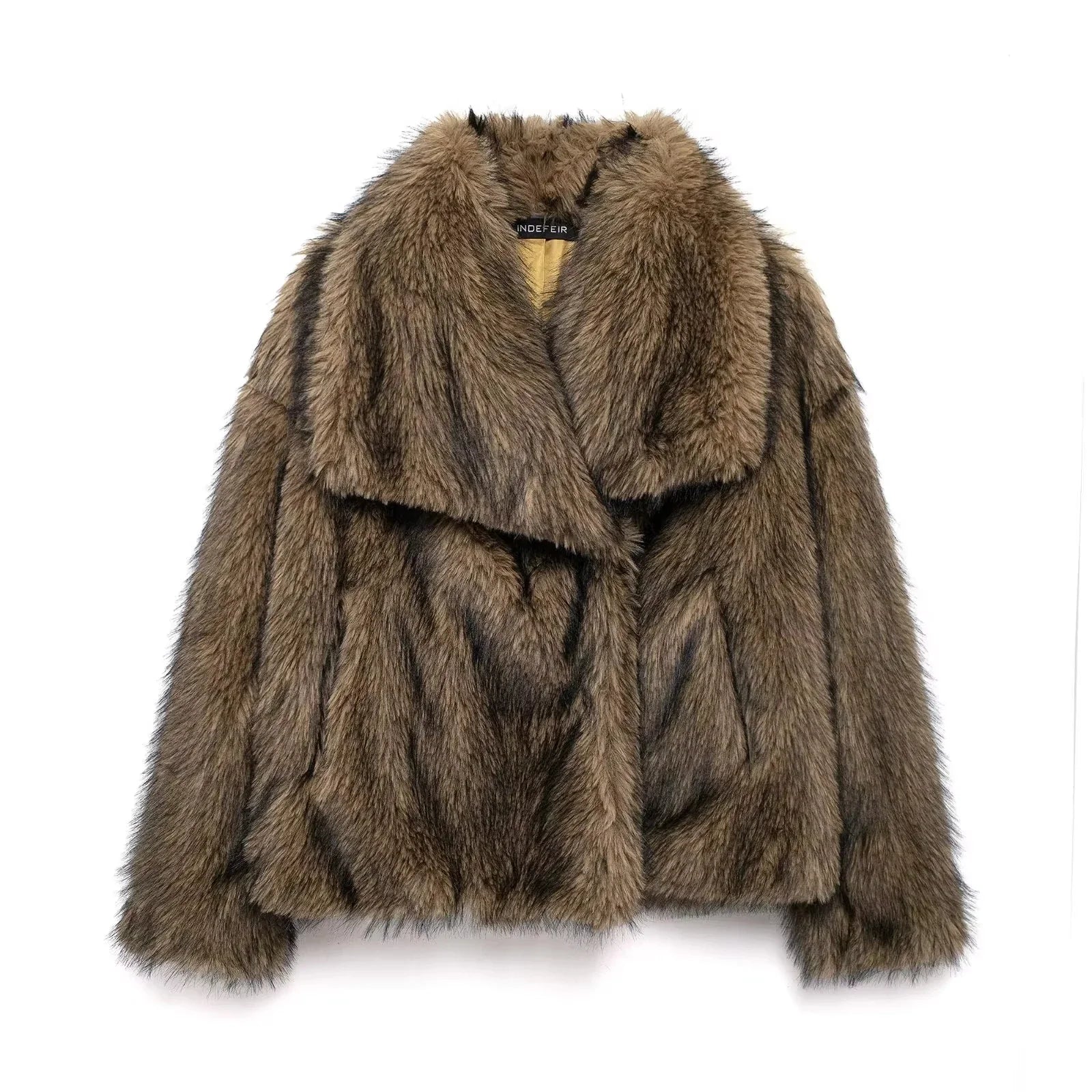 HH Women Elegant Faux Fur Coat Warm