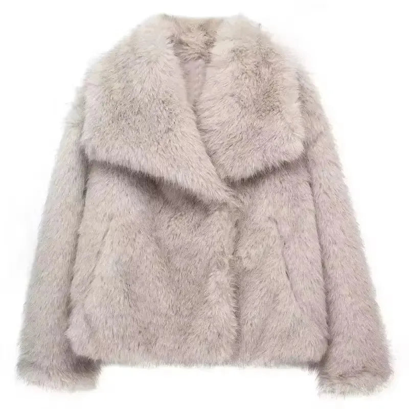 HH Women Elegant Faux Fur Coat Warm