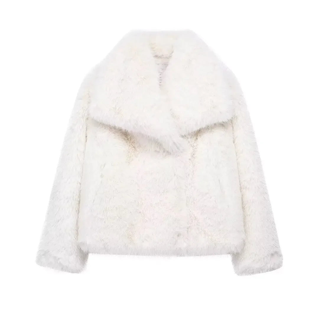 MUJER Faux Fur Coat Plush Fluffy