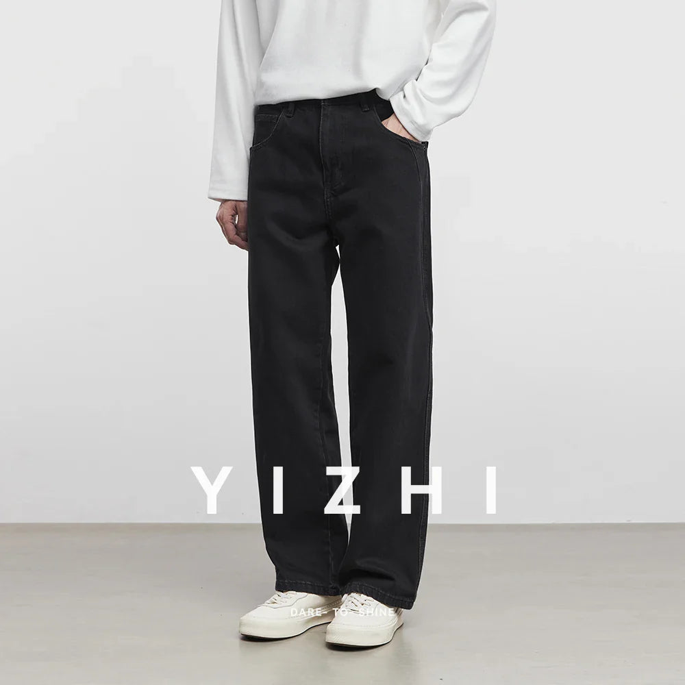 Fashion High-end Black Straight Jeans