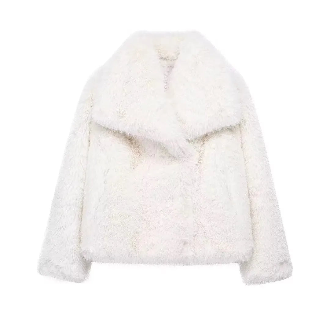 HH Women Elegant Faux Fur Coat Warm