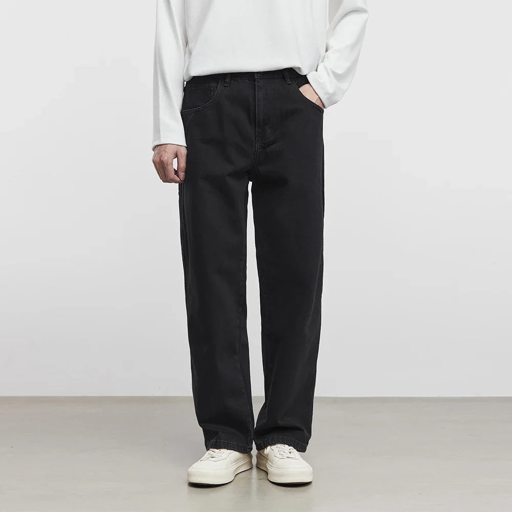 Fashion High-end Black Straight Jeans