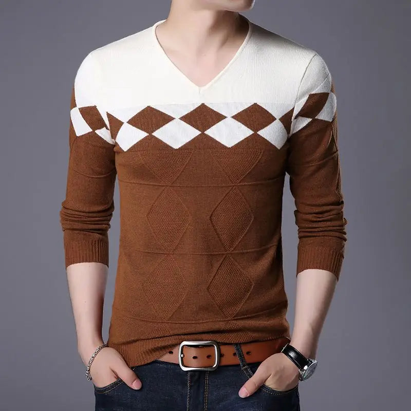 Autumn Winter New Men V-neck Pullover