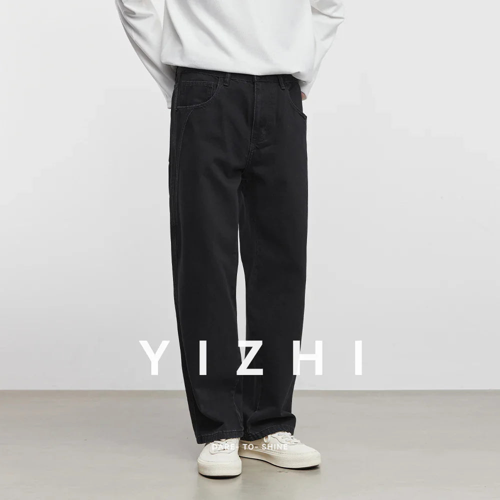 Fashion High-end Black Straight Jeans