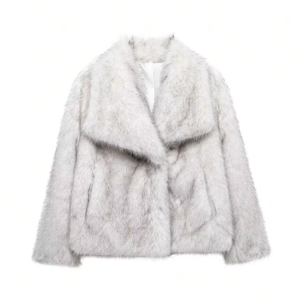 HH Women Elegant Faux Fur Coat Warm