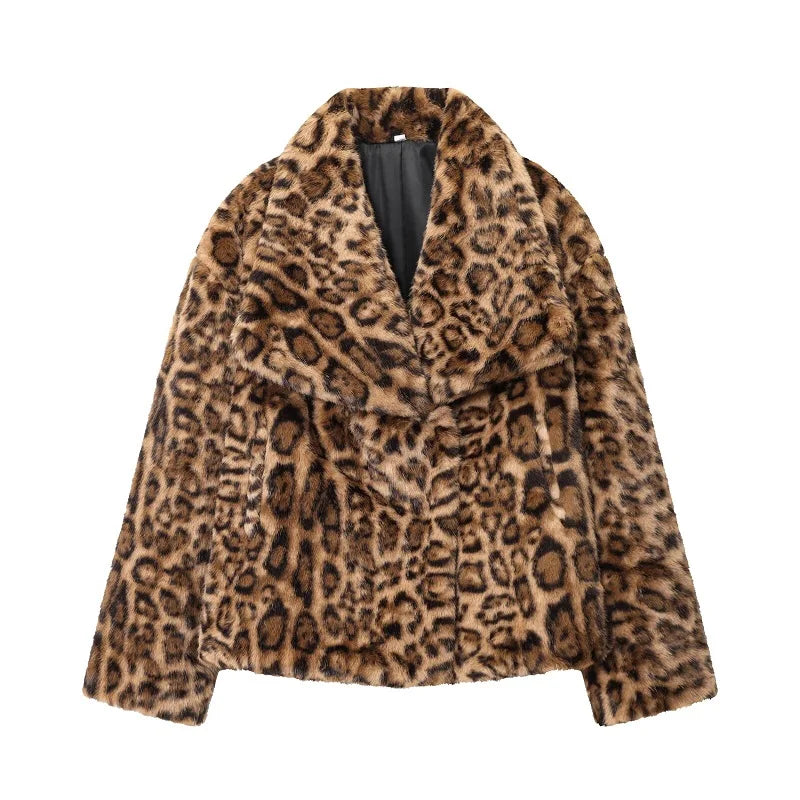 MUJER Faux Fur Coat Plush Fluffy