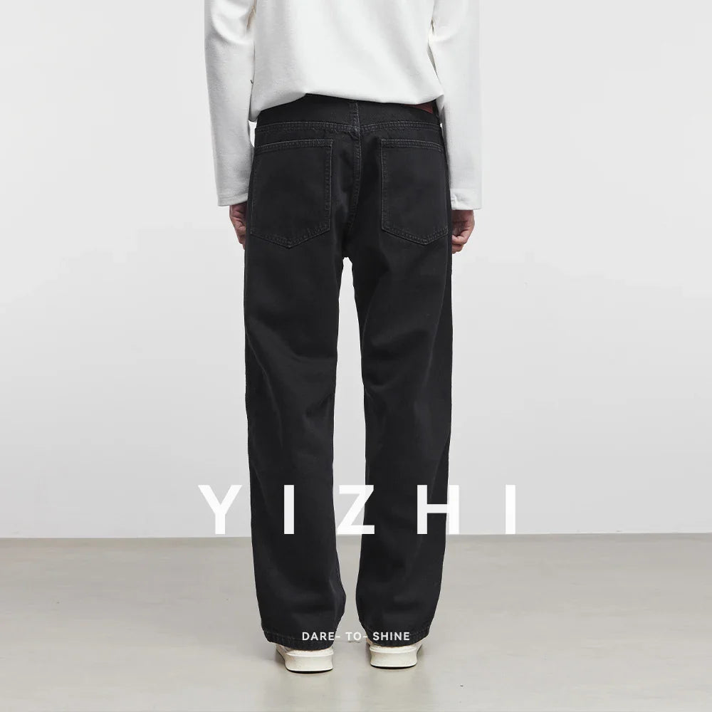 Fashion High-end Black Straight Jeans